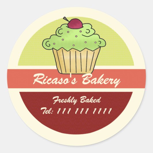 Cupcake met kersen op de top ronde sticker (Voorkant)