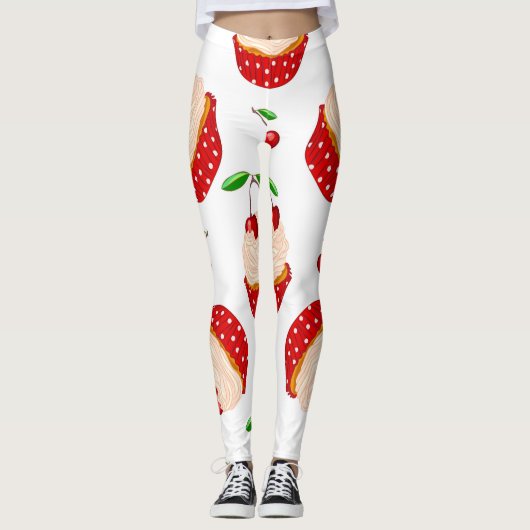 Cupcake Met Kersen Patroon Leggings (Voorkant)