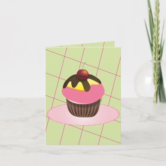 Cupcake met kersen Verjaardag Kaart (Voorkant)