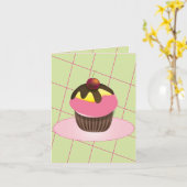 Cupcake met kersen Verjaardag Kaart (Gele Bloem)