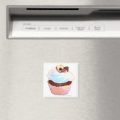 Cupcake met Pansy Art Design Magnet (Insitu (Vaatwasser))
