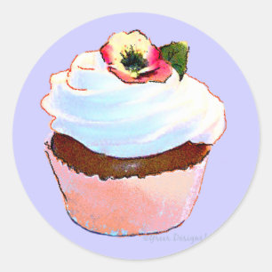 Cupcake met Pansy Art Design Stickers