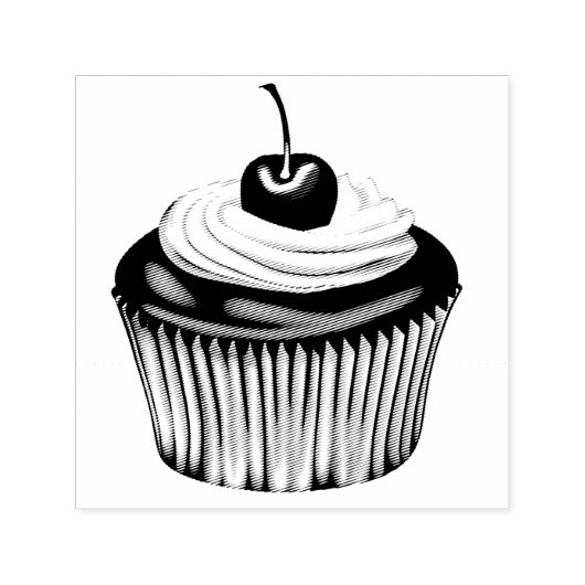 Cupcake met slagroom en een kers op de top  zelfinktende stempel (Design)