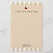 Cupcake met Soft Mocha Stripes Briefpapier (Voorkant)