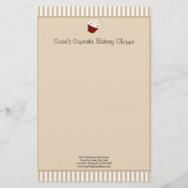 Cupcake met Soft Mocha Stripes Briefpapier