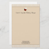 Cupcake met Soft Mocha Stripes Briefpapier (Voorkant / Achterkant)