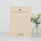 Cupcake met Soft Mocha Stripes Briefpapier (Staand voorkant)