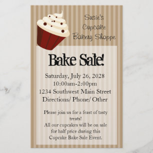 Cupcake met Soft Mocha Stripes Flyer