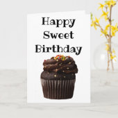 Cupcake met sprankelingen Happy Sweet Birthday Kaart (Gele Bloem)