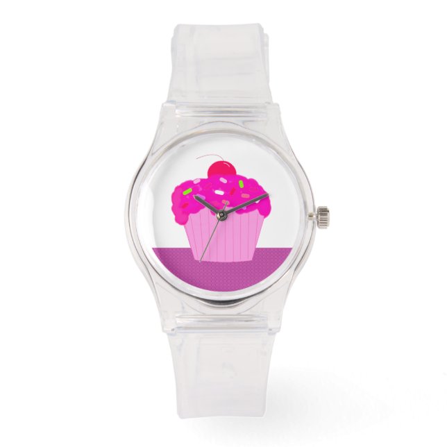 Cupcake met Sprinkels en een Kers Horloge (Voorkant)