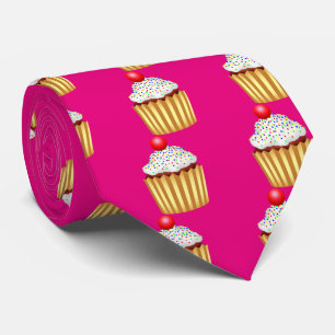 Cupcake met sprinken en Cherry op top Stropdas