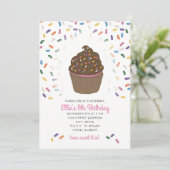 Cupcake met sprinkhaanuitnodiging kaart (Staand voorkant)