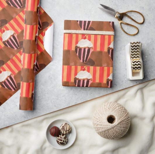 Cupcake met vanille glazuur cadeaupapier (Crafts)