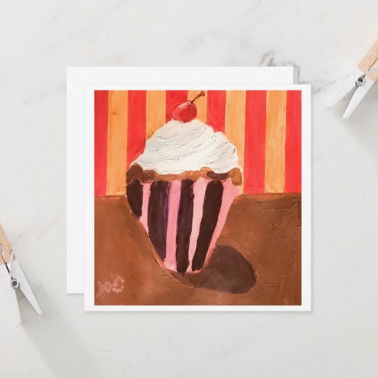 Cupcake met vanille glazuur kaart (Voorkant / Achterkant in situ)