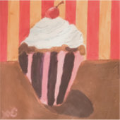 Cupcake met vanille glazuur sticker (Voorkant)