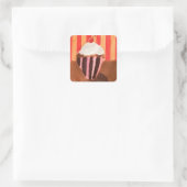 Cupcake met vanille glazuur vierkante sticker (Tas)
