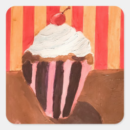 Cupcake met vanille glazuur vierkante sticker