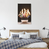 Cupcake met verjaardagskaarsen canvas afdruk (Insitu (Slaapkamer))