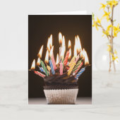 Cupcake met verjaardagskaarsen kaart (Gele Bloem)