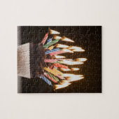 Cupcake met verjaardagskaarsen legpuzzel (Horizontaal)