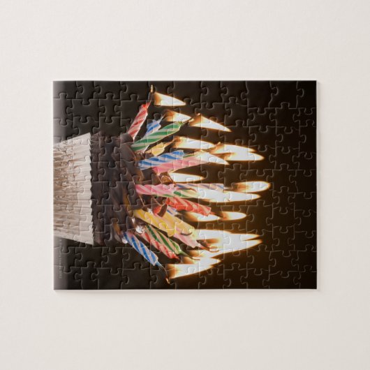 Cupcake met verjaardagskaarsen legpuzzel (Horizontaal)