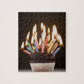 Cupcake met verjaardagskaarsen legpuzzel (Verticaal)