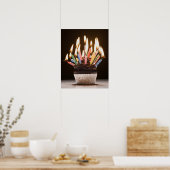 Cupcake met verjaardagskaarsen poster (Keuken)