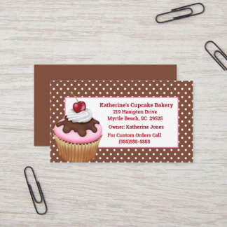 Cupcake met Visitekaartjes van kersen