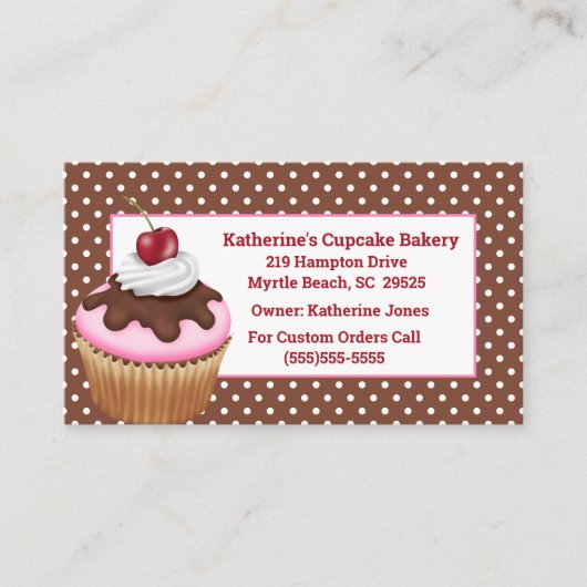Cupcake met Visitekaartjes van kersen (Voorkant)