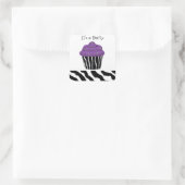 Cupcake met zebraprint vierkante sticker (Tas)