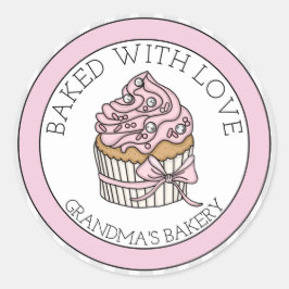 Cupcake met Zilveren Spikkels | Gebakken met Liefd Ronde Sticker