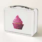 Cupcake metalen lunchbox / wit. (Achterkant)