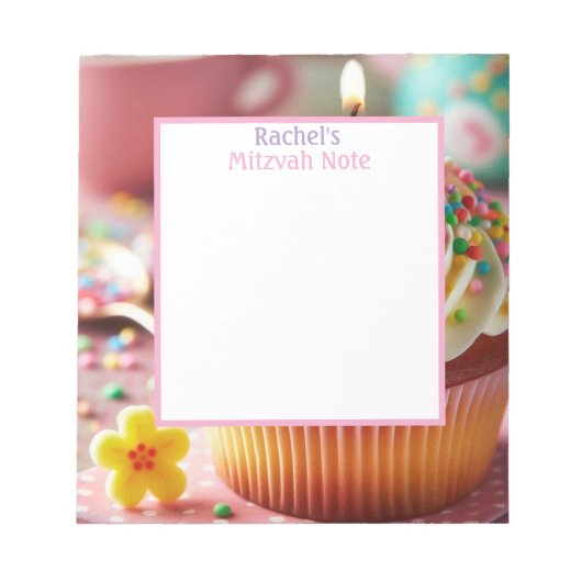 Cupcake Mitzvah Notitie Meisjes Notitieblok (Voorkant)