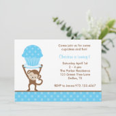 Cupcake Monkey Birthday-uitnodigingen Kaart (Staand voorkant)