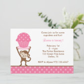 Cupcake Monkey Birthday-uitnodigingen Kaart (Staand voorkant)