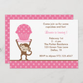 Cupcake Monkey Birthday-uitnodigingen Kaart (Voorkant / Achterkant)