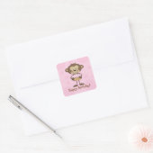 Cupcake Monkey Happy Birthday Square Sticker (Envelop)