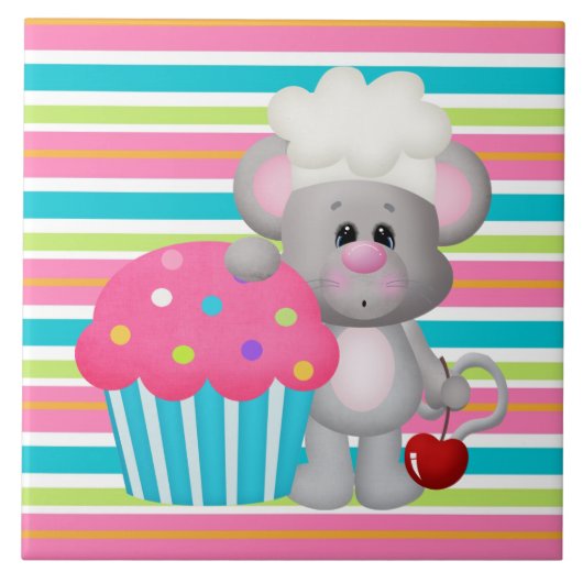 Cupcake Mouse Bakery Cartoon Tile Tegeltje (Voorkant)