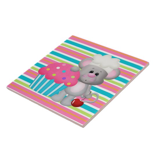 Cupcake Mouse Bakery Cartoon Tile Tegeltje (Zijkant)