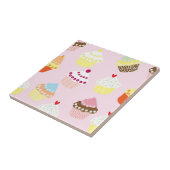 Cupcake Naadloze Patroon Pastel Schattigee Keramis Tegeltje (Zijkant)