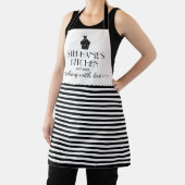 Cupcake-naam baken met liefdesstreep zwart pron schort (Insitu)