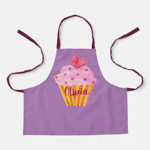 Cupcake NAME bakken apron paarse waterverf Schort