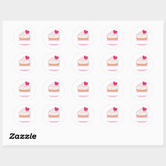 Cupcake Name Drop Ronde Sticker (Vel)