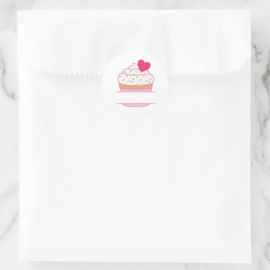 Cupcake Name Drop Ronde Sticker (Tas)