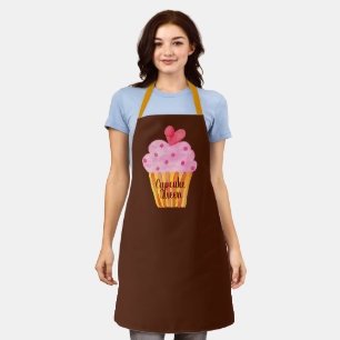Cupcake NAME op aangepast platform waterverf Schort