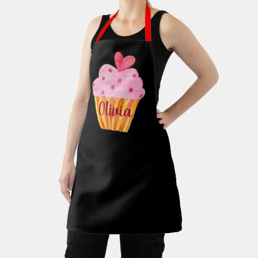 Cupcake NAME op aangepast platform waterverf Schort (Insitu)