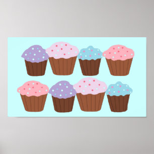 Cupcake-object met roze rand poster