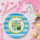 Cupcake Octopus 4th Birthday Paper Borden Papieren Bordje (Feest)