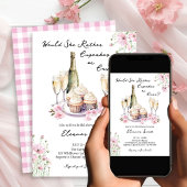 Cupcake of Cava Delicate Roze Bloemen Vrijgezellen Kaart