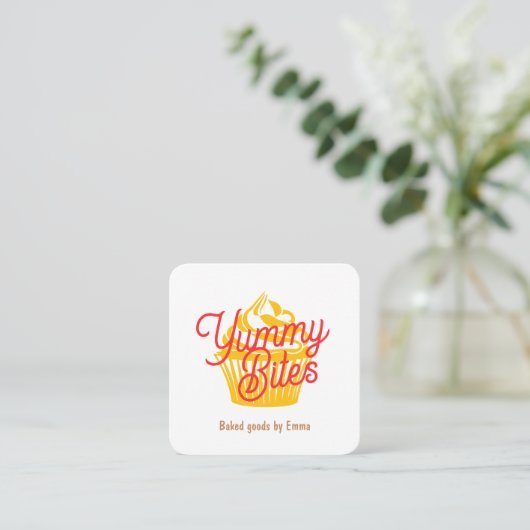 Cupcake of koekje vierkante visitekaartje (Staand voorkant)